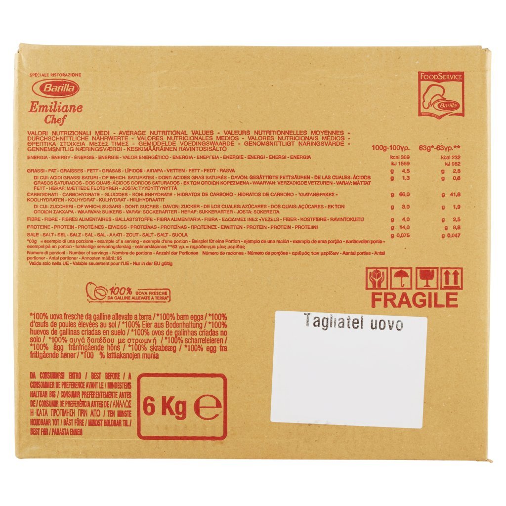 Barilla For Professionals Emiliane Tagliatelle Pasta all'Uovo Food Service 6 Pz x 1kg
