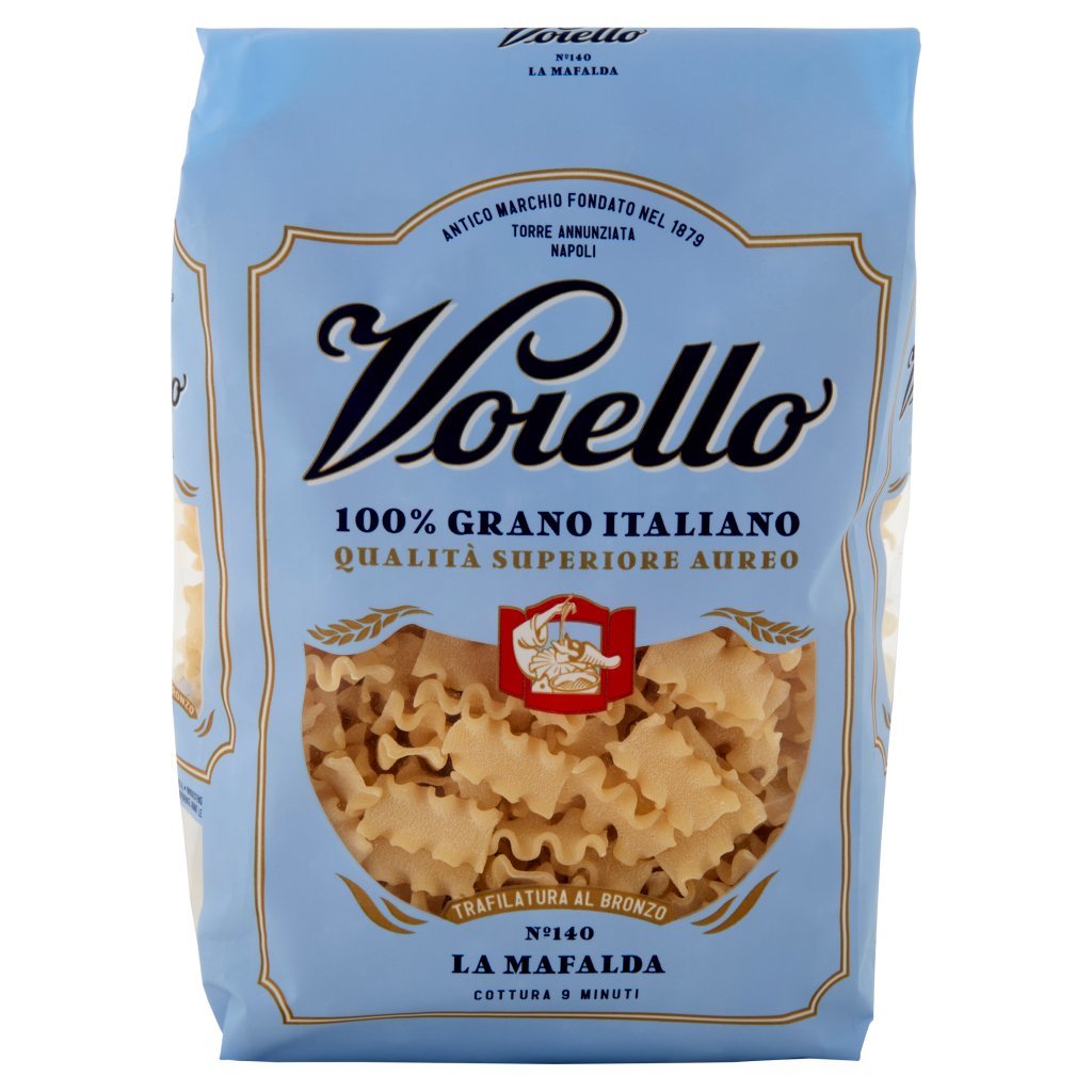 Voiello Pasta la Mafalda N°140 Grano Aureo 100% Italiano Trafilata Bronzo