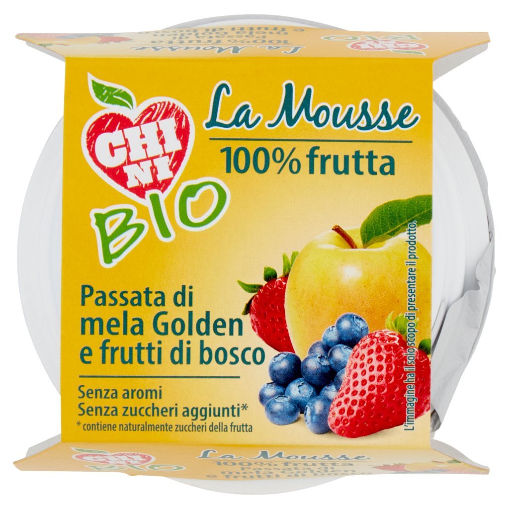Chini Bio la Mousse 100% Frutta Passata di Mela Golden e Frutti di Bosco 2 x 100 g