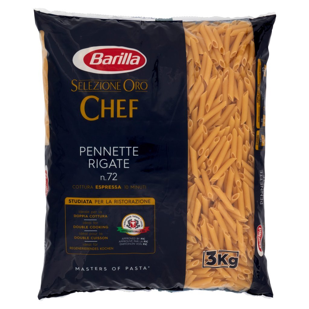 Barilla For Professionals Pennette Rigate Pasta Corta Food Service Selezione Oro Chef 3 Kg