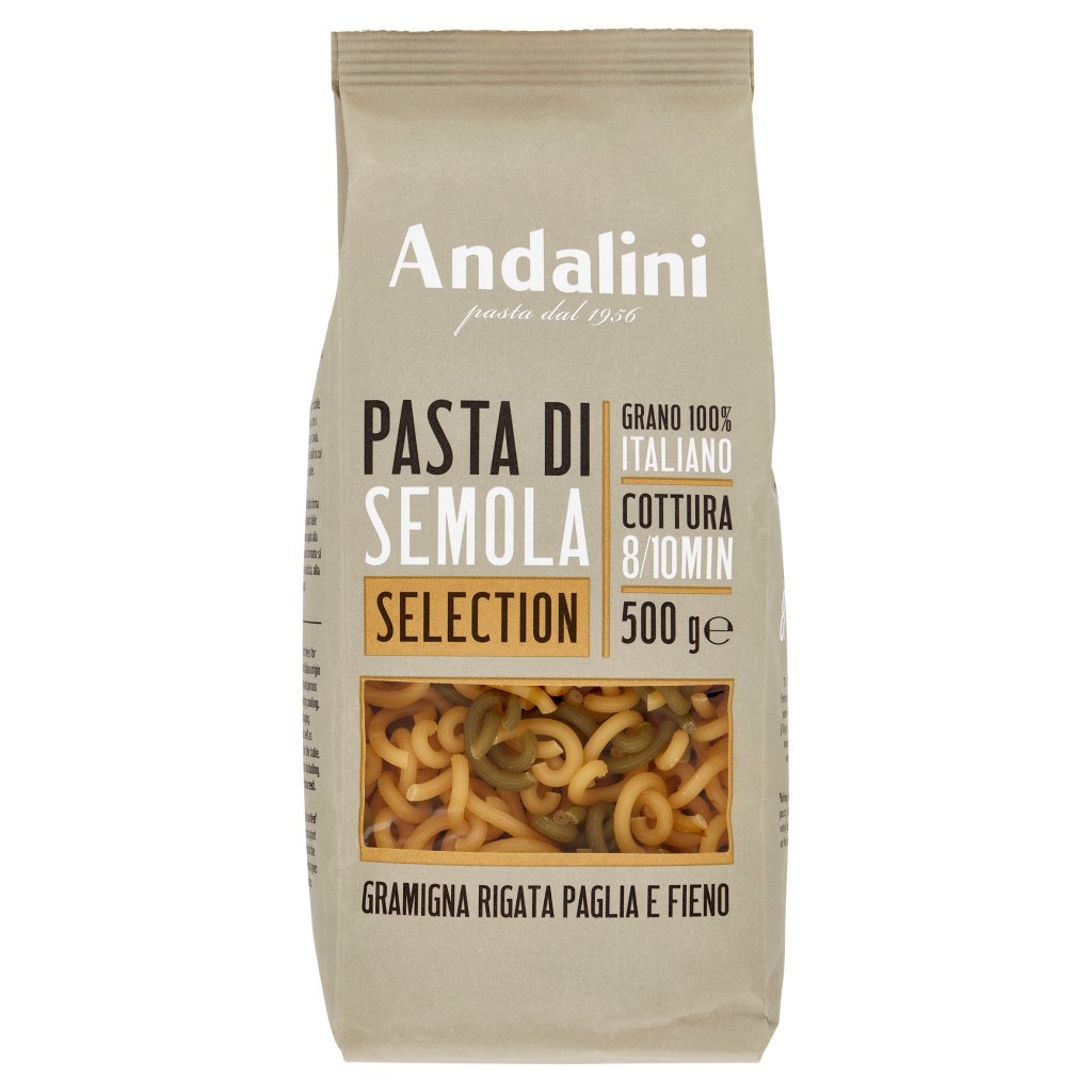 Andalini Selection Pasta di Semola Gramigna Rigata Paglia e Fieno