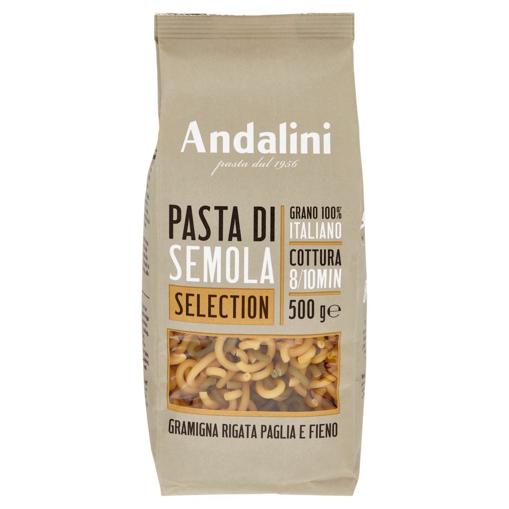 Andalini Selection Pasta di Semola Gramigna Rigata Paglia e Fieno