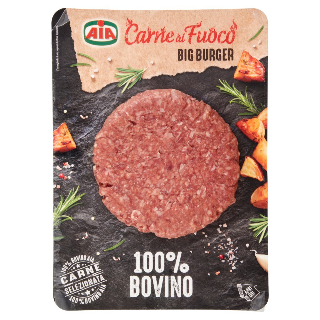 Aia Carne al Fuoco Big Burger 100% Bovino 0,180 Kg