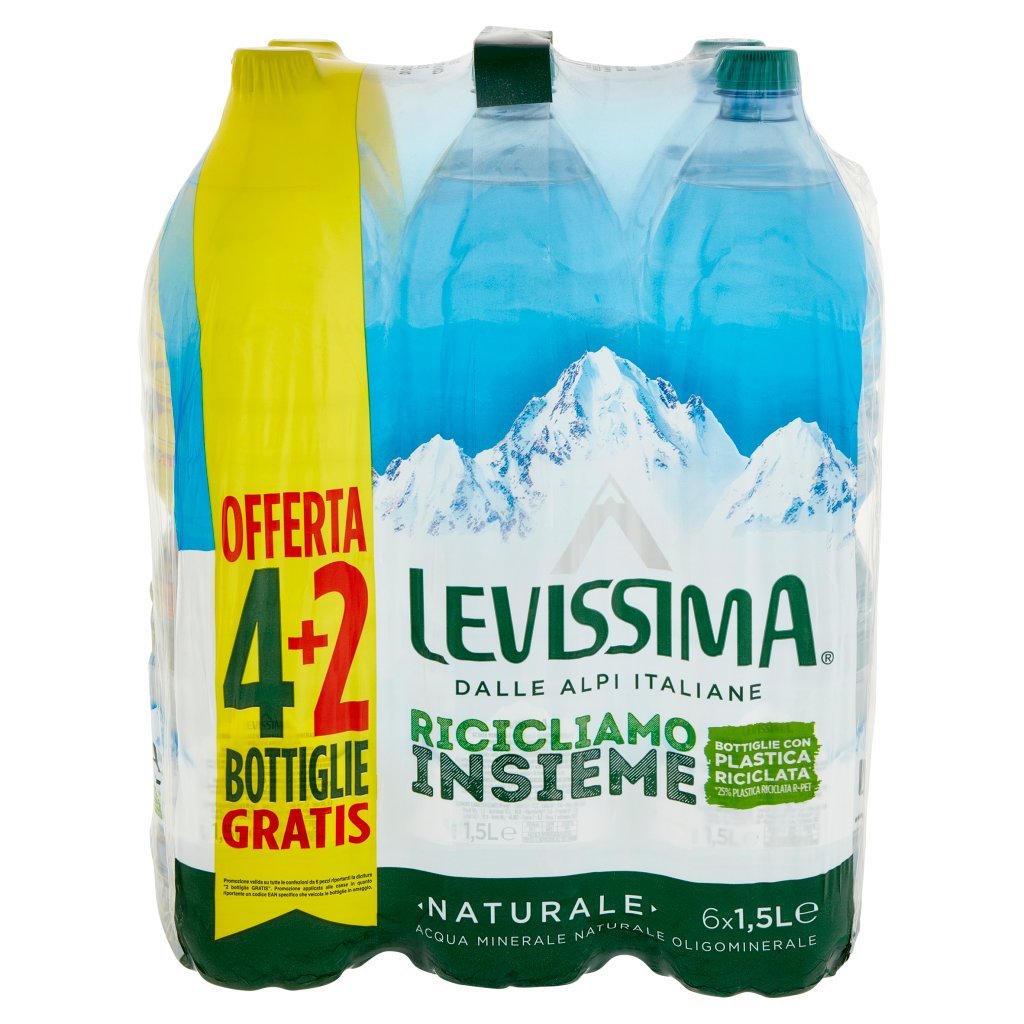 Levissima Acqua Naturale R-pet 25% 4+2 x 1,5 l