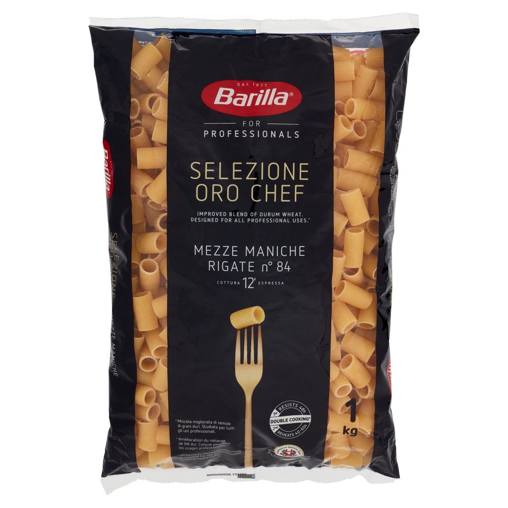 Barilla For Professionals Mezze Maniche Rigate Pasta Corta Food Service Selezione Oro Chef 1kg