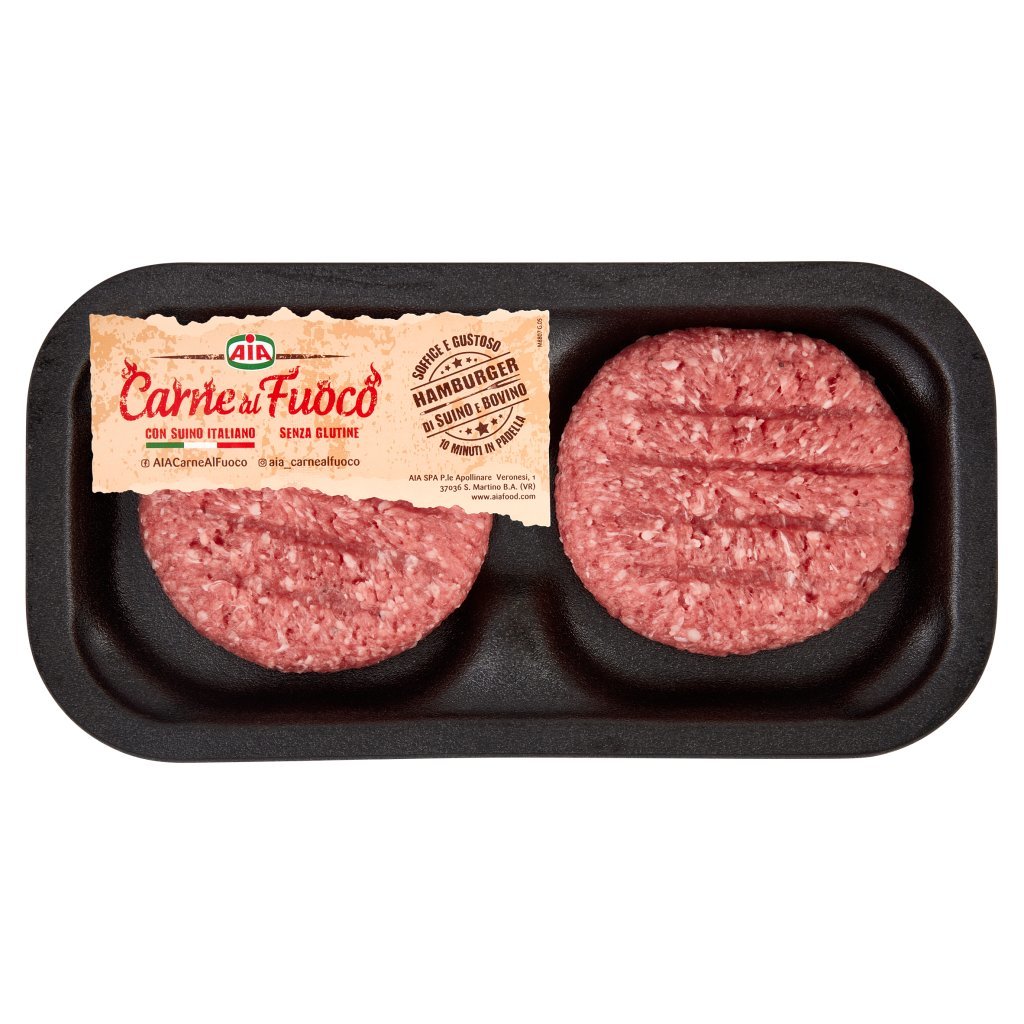 Aia Carne al Fuoco Hamburger di Suino e Bovino 0,200 Kg