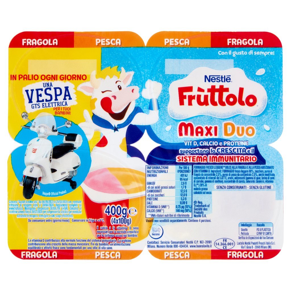 Fruttolo Nestlé  Maxi Duo Fragola - Pesca 4 x 100 g