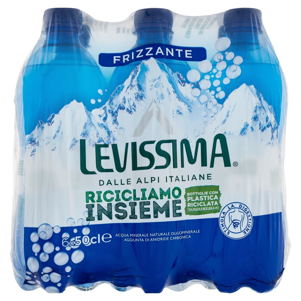 Levissima Acqua Frizzante R-pet 25% 6 x 0,5 l