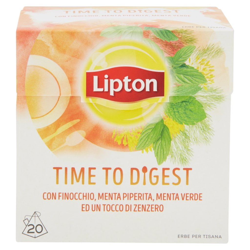 Lipton Time To Digest con Finocchio, Menta Peperina, Menta Verde e Zenzero 20 Filtri