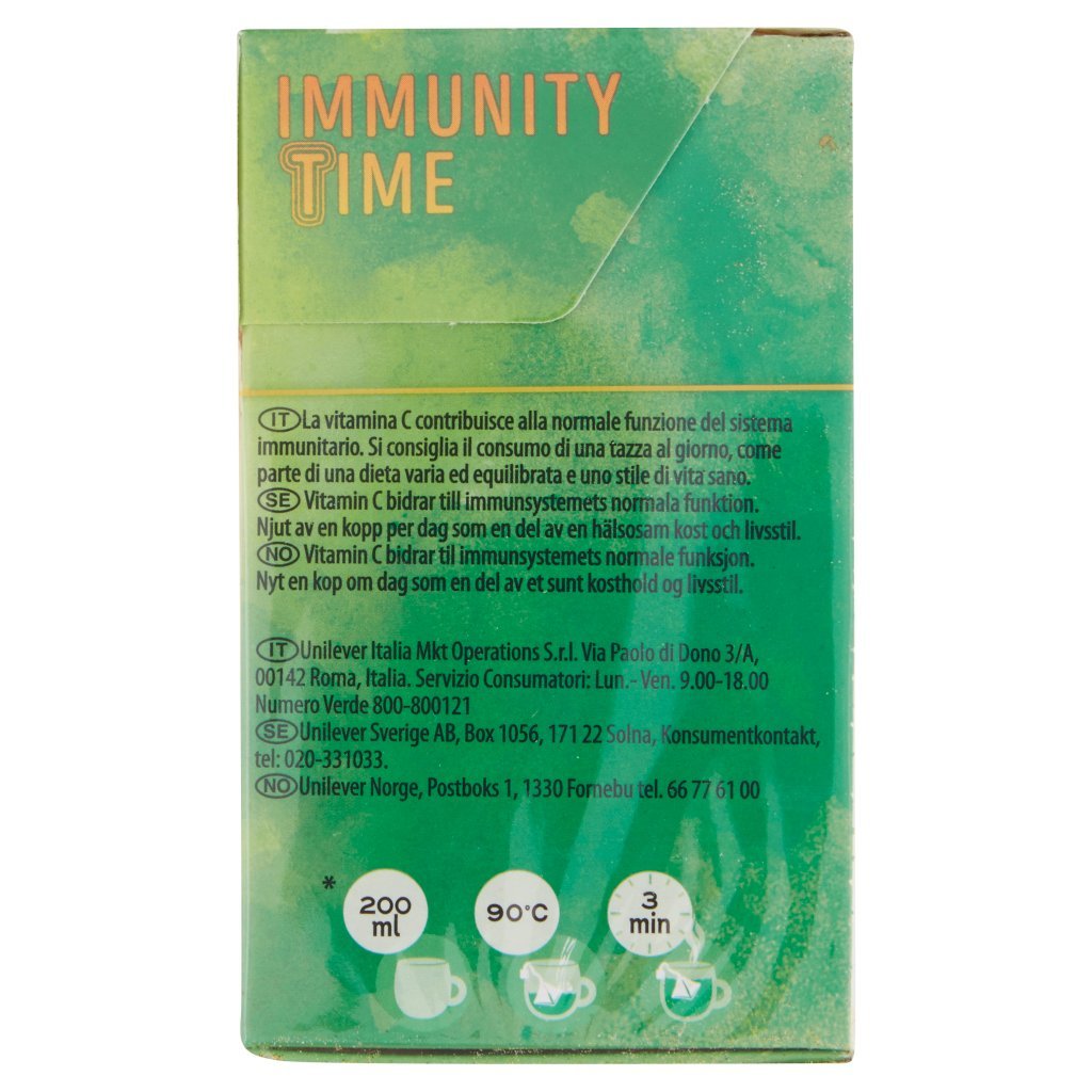 Lipton Immunity Time con Té Verde Curcuma Lemon Verbena Zenzero Aggiunta di Vitamina c 20 Filtri 30g