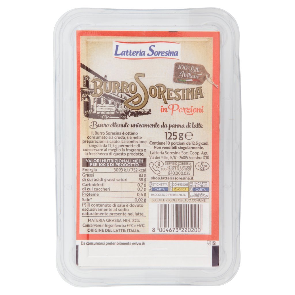 Latteria Soresina Burro Soresina in Porzioni 10 x 12,5 g
