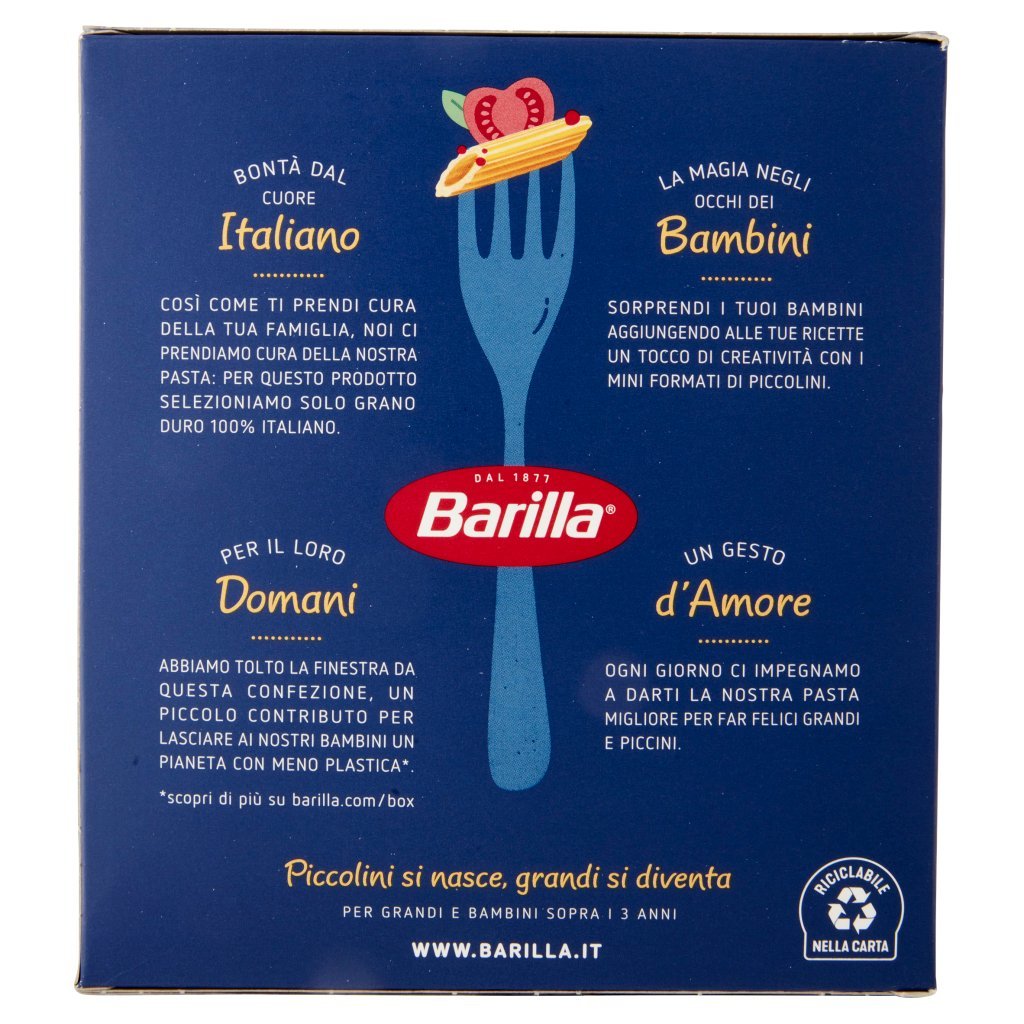 Barilla Pasta Piccolini Mini Penne Rigate 100% Grano Italiano