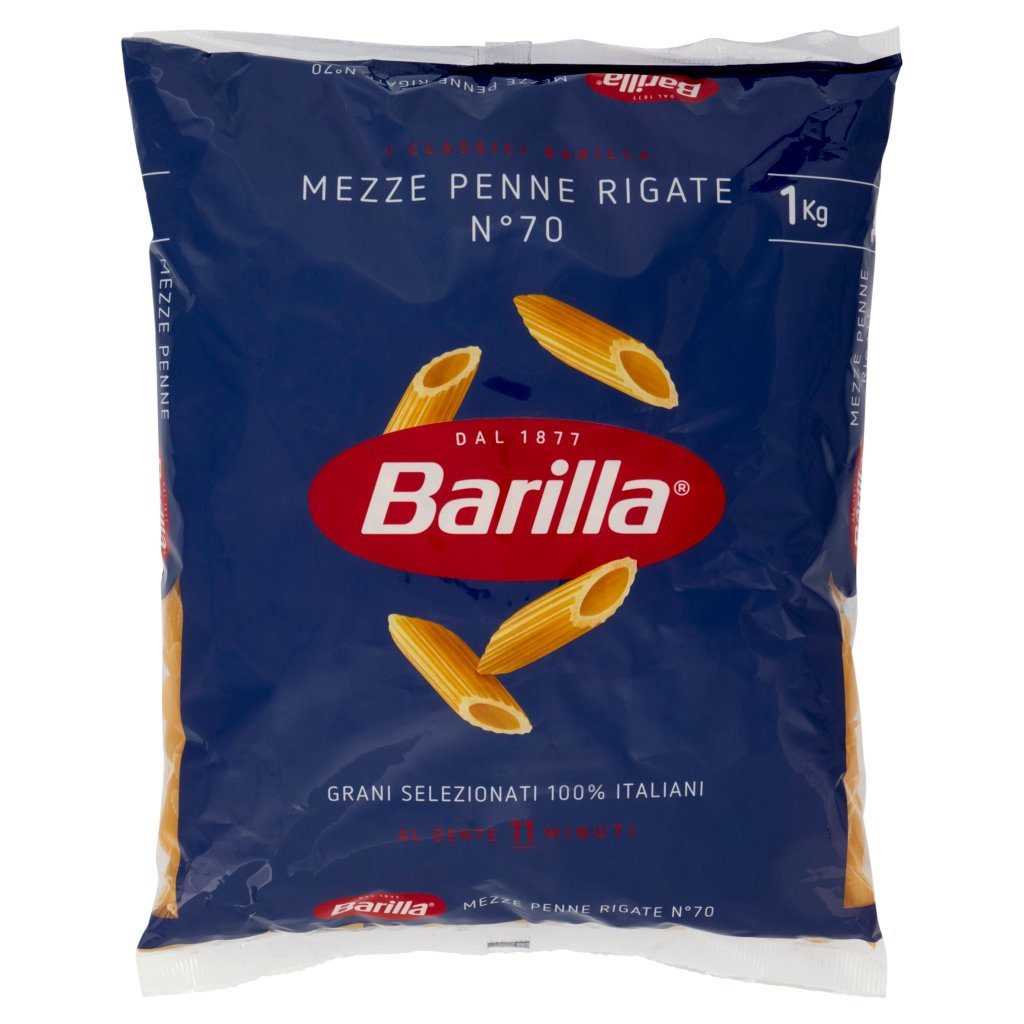 Barilla Pasta Mezze Penne Rigate N.70 100% Grano Italiano Cello 1kg