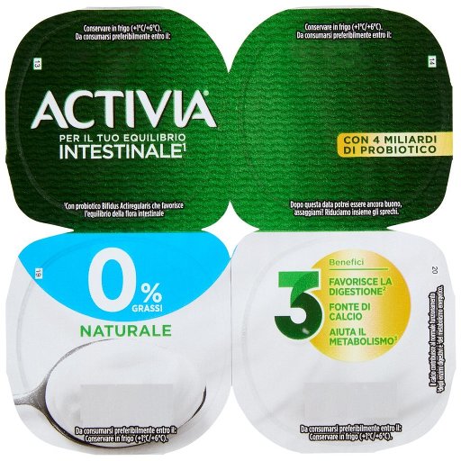 Activia Yogurt con Probiotico Bifidus, 0% Grassi, Bianco Naturale, 4x125g
