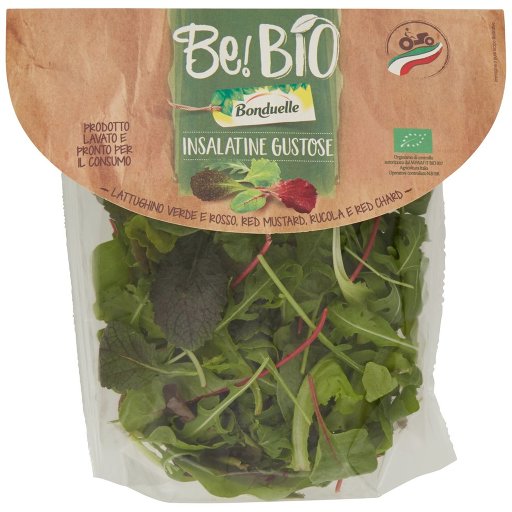 Bonduelle Be!bio Insalatine Gustose Lattughino Verde e Rosso, Red Mustard, Rucola e Red Chard