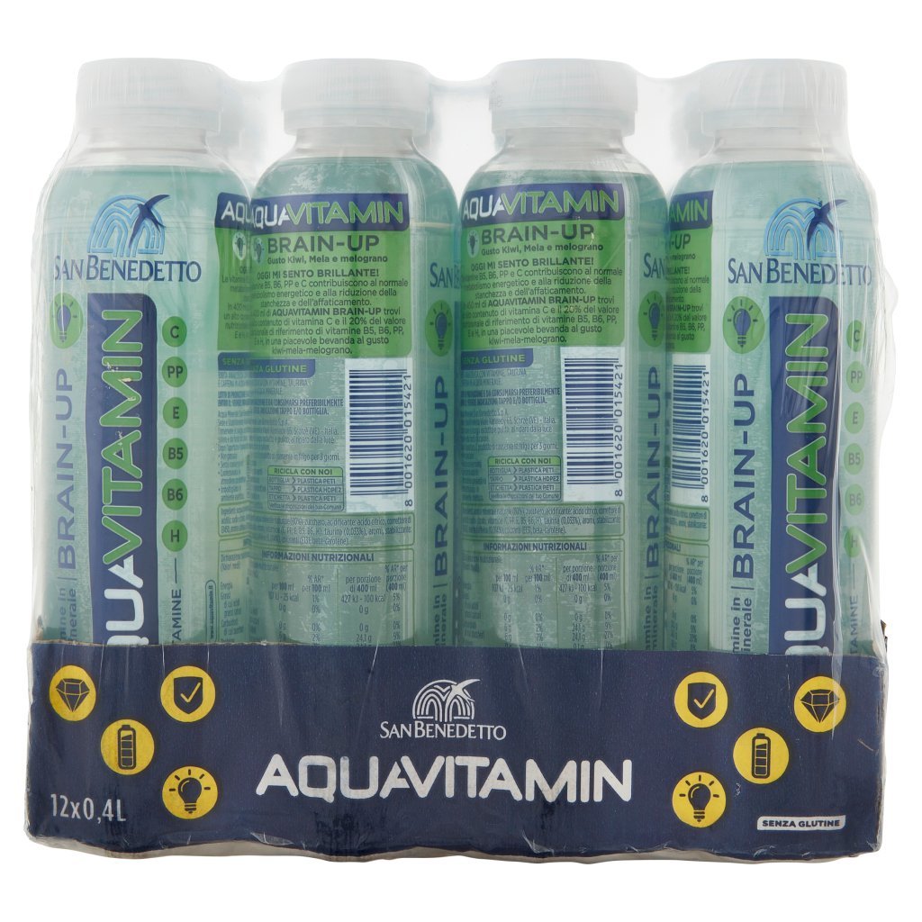 San Benedetto Aquavitamin Brain-up Gusto Kiwi Mela Melograno 12 x 0,4 l