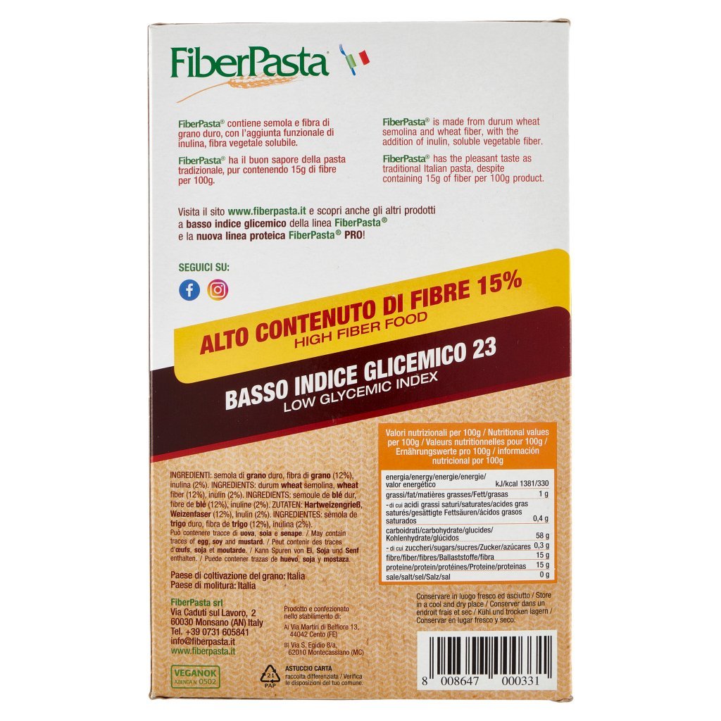 Fiberpasta Basso Indice Glicemico 23 Sedani