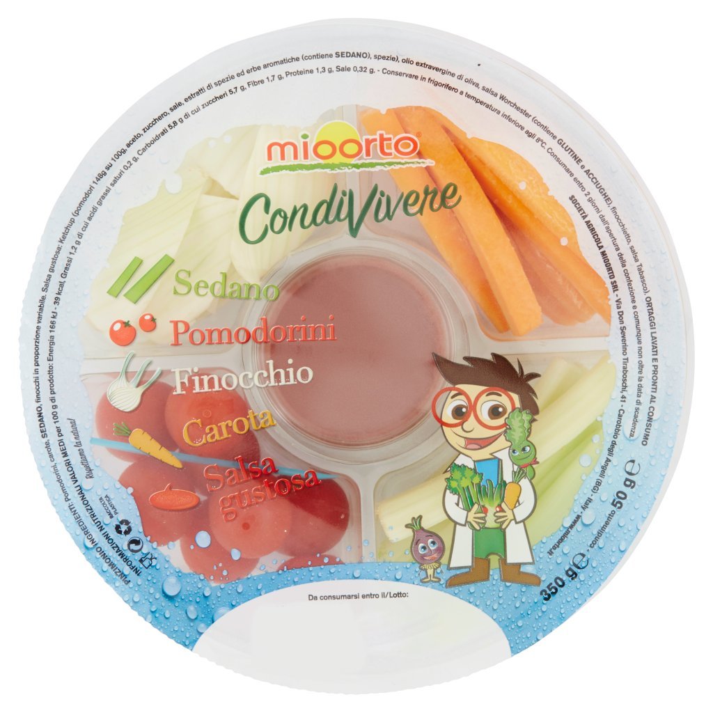 Mioorto Condivivere Sedano, Pomodorini, Finocchio, Carota, Salsa Gustosa  di Cui Condimento 50g