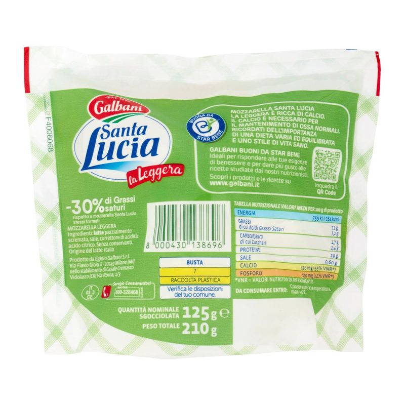 Galbani Mozzarella Santa Lucia Laleggera 125 g