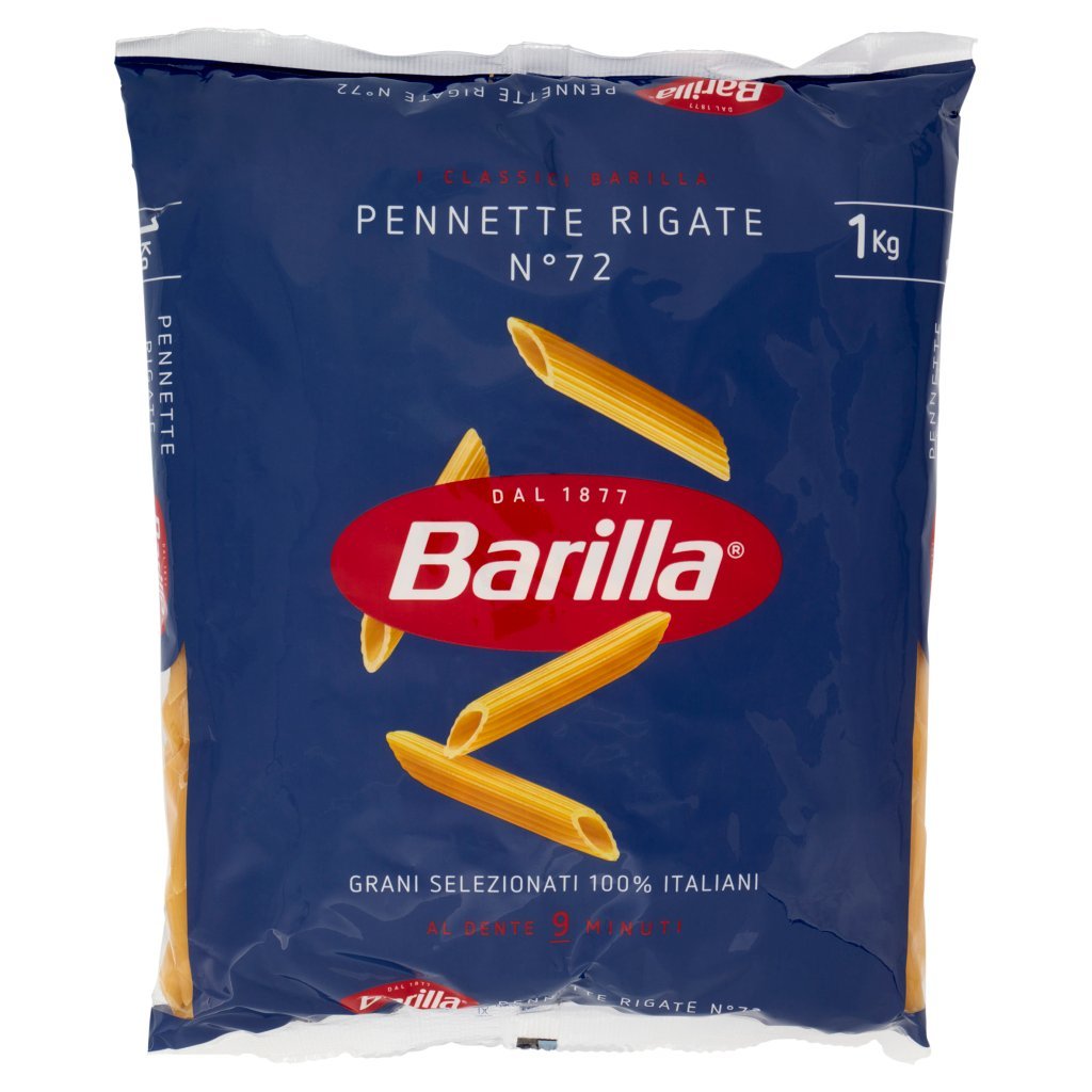 Barilla Pasta Pennette Rigate N.72 100% Grano Italiano Cello 1kg