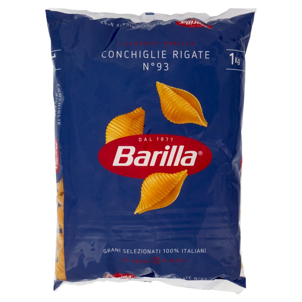 Barilla Pasta Conchiglie Rigate N.93 100% Grano Italiano Cello 1kg