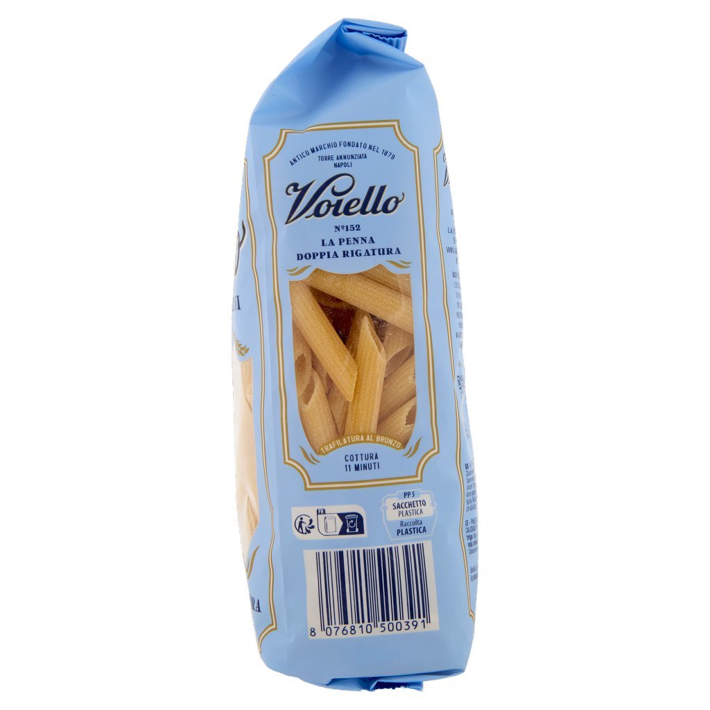 Voiello Pasta la Penna Doppia Rigatura N°152 Grani 100% Italiani Trafilata Bronzo