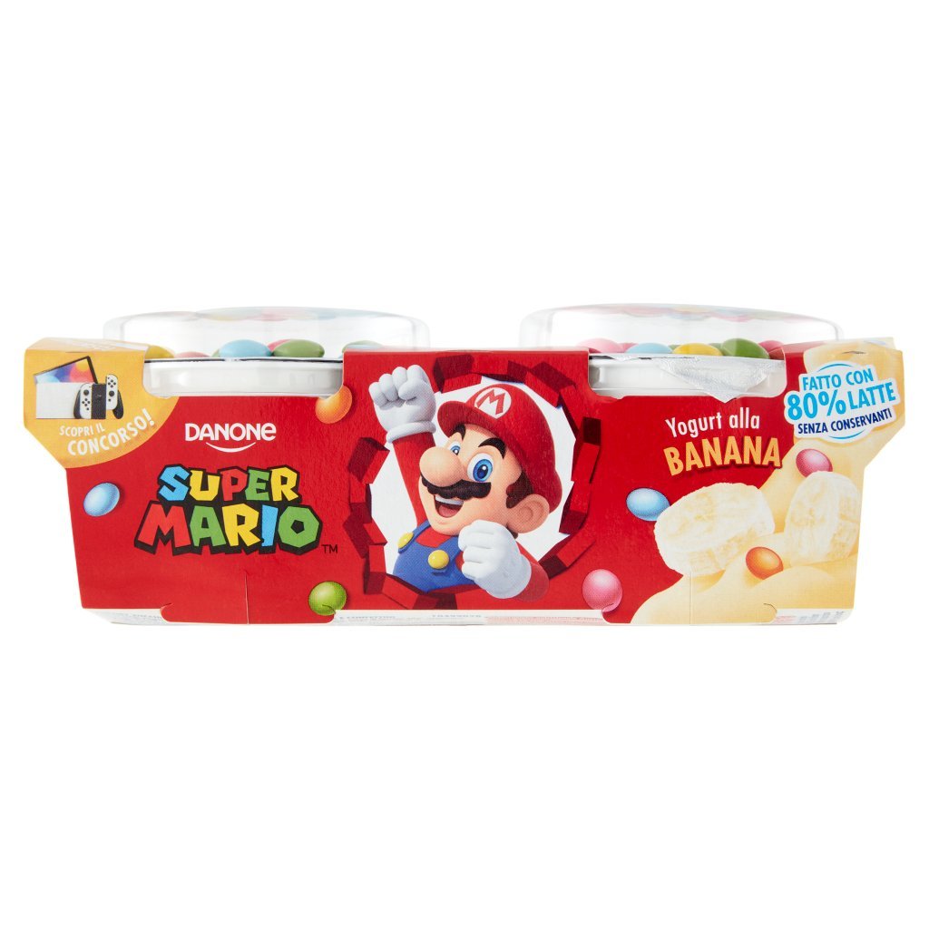 Danone Super Mario, Yogurt Gusto Banana con Confettini, 2x110g