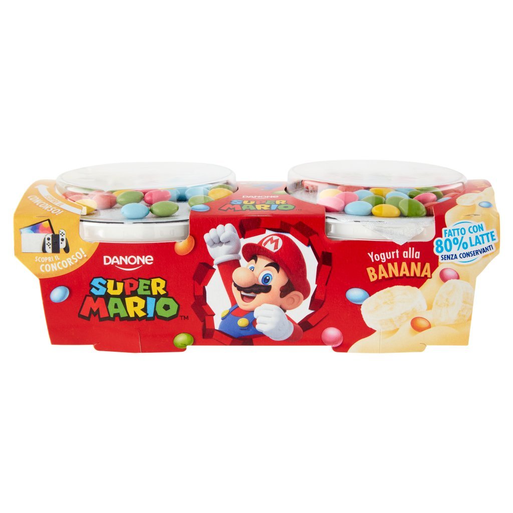 Danone Super Mario, Yogurt Gusto Banana con Confettini, 2x110g