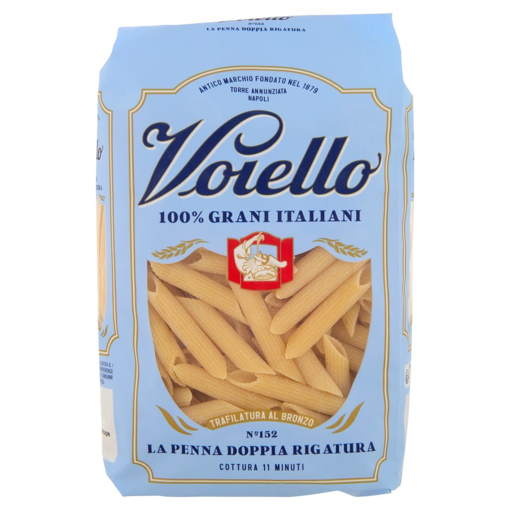 Voiello Pasta la Penna Doppia Rigatura N°152 Grani 100% Italiani Trafilata Bronzo