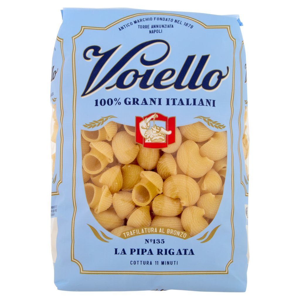 Voiello Pasta la Pipa Rigata N°135 Grani 100% Italiani Trafilata Bronzo