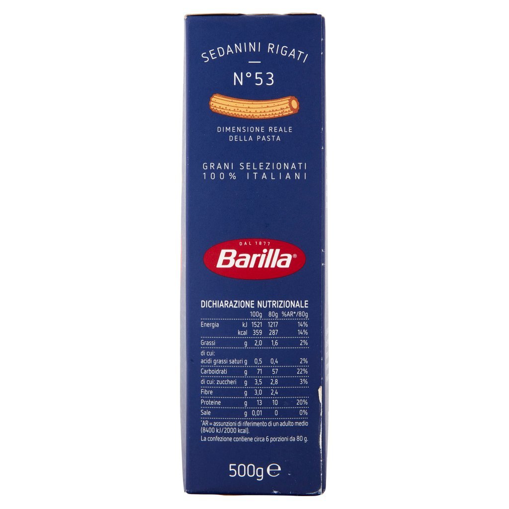 Barilla Pasta Sedanini Rigati N.53 100% Grano Italiano