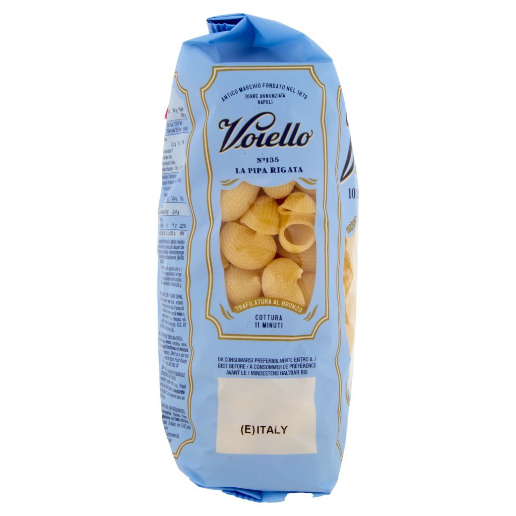 Voiello Pasta la Pipa Rigata N°135 Grani 100% Italiani Trafilata Bronzo