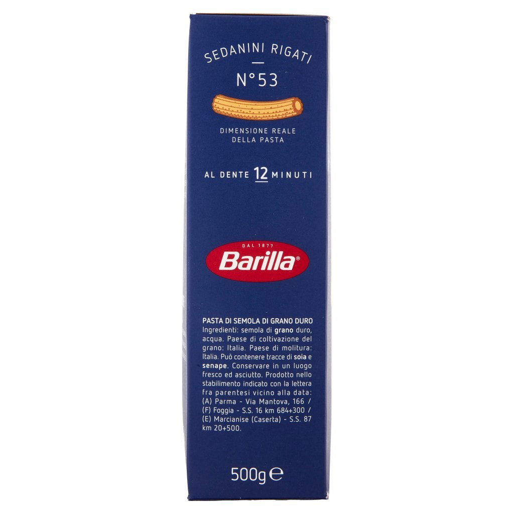 Barilla Pasta Sedanini Rigati N.53 100% Grano Italiano