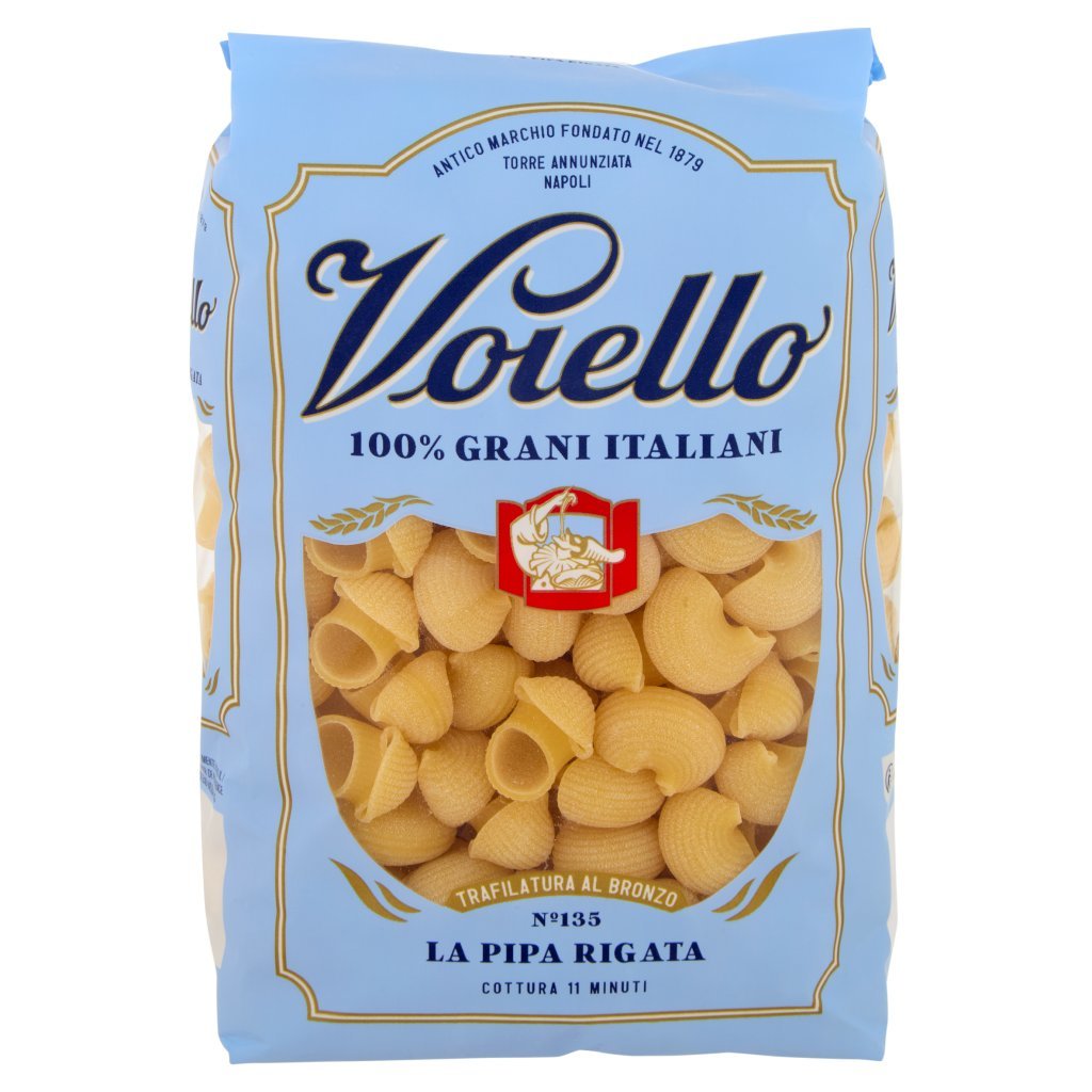 Voiello Pasta la Pipa Rigata N°135 Grani 100% Italiani Trafilata Bronzo