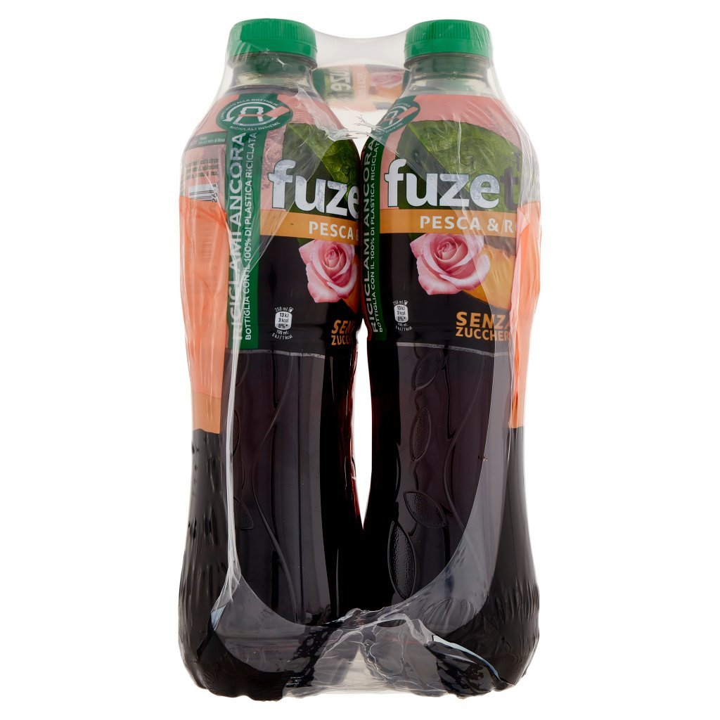 Fuze Tea Zero Fuze Tea senza Zuccheri, Tè Nero Pesca con una Nota di Rosa Pet 6 x 1,25l