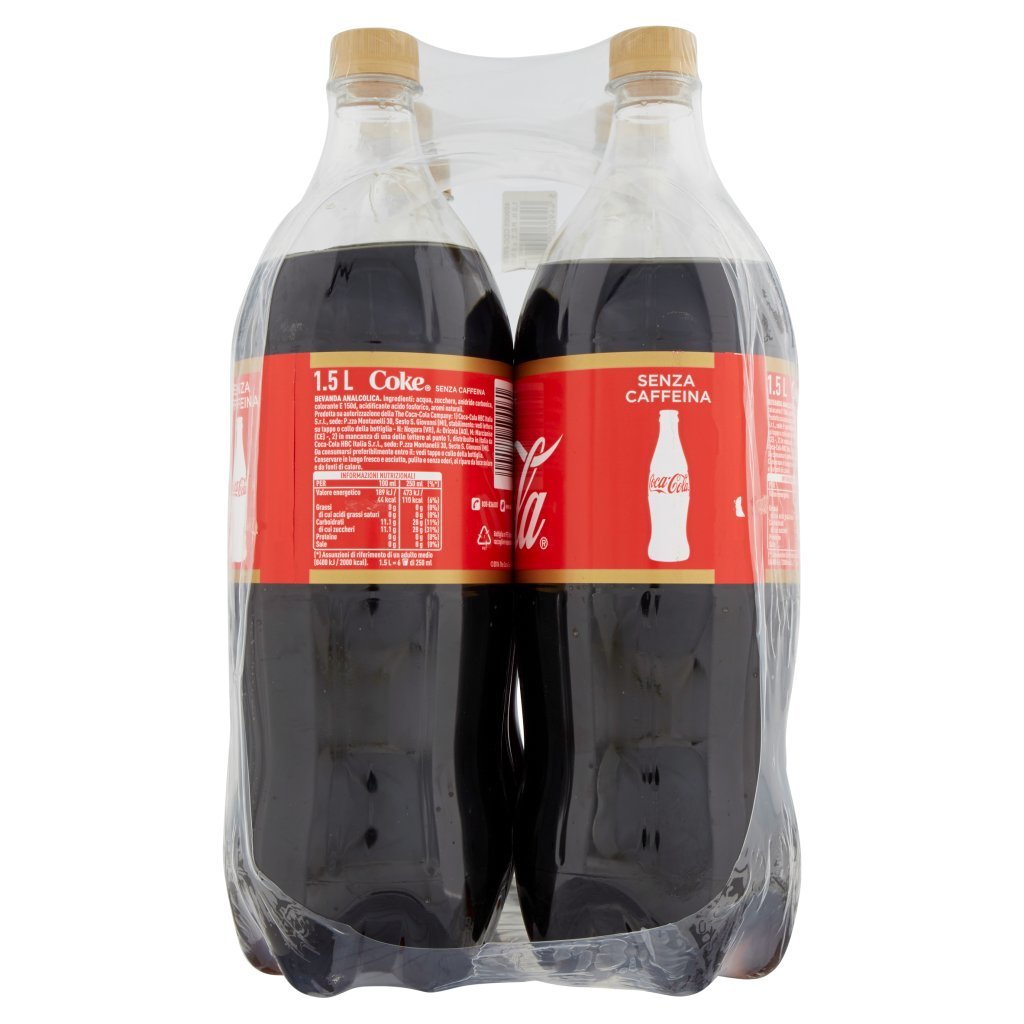 Coca Cola senza Caffeina Coca-cola senza Caffeina Bottiglie di Plastica 1,5 l Confezione da 6 Pezzi Cash & Carry