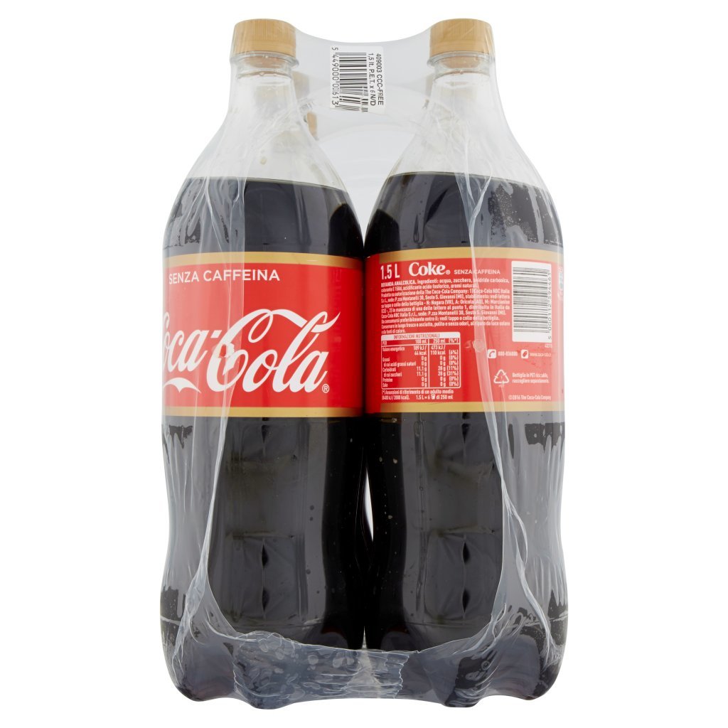 Coca Cola senza Caffeina Coca-cola senza Caffeina Bottiglie di Plastica 1,5 l Confezione da 6 Pezzi Cash & Carry