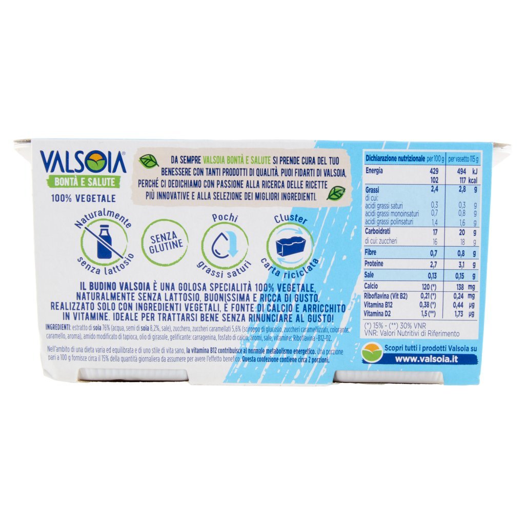 Valsoia Bontà e Salute Il Budino al Gusto Panna Cotta al Caramello 2 x 115 g