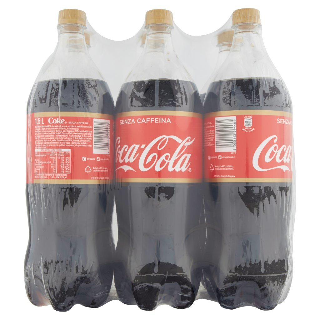 Coca Cola senza Caffeina Coca-cola senza Caffeina Bottiglie di Plastica 1,5 l Confezione da 6 Pezzi Cash & Carry