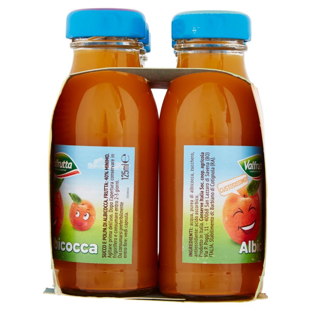 Valfrutta Albicocca Italiana Succo e Polpa di Frutta 6 x 125 Ml