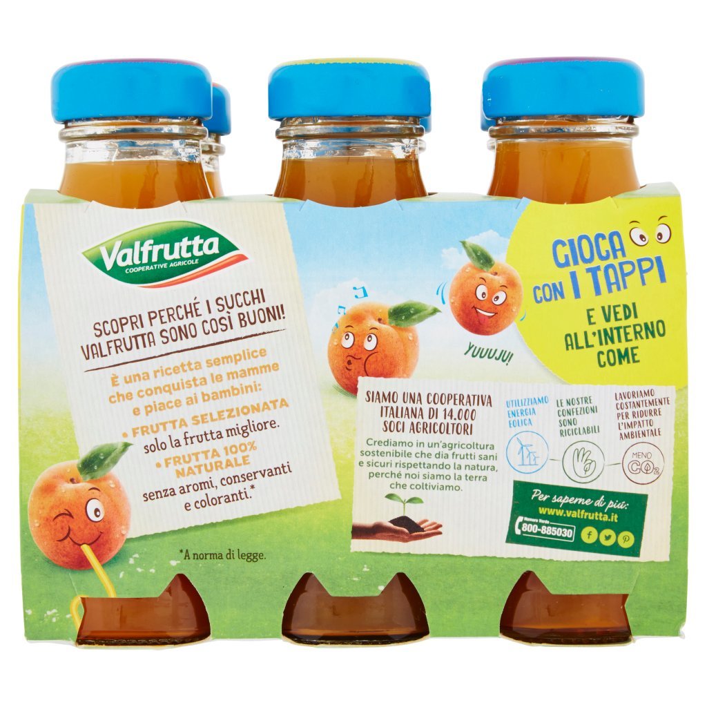 Valfrutta Albicocca Italiana Succo e Polpa di Frutta 6 x 125 Ml