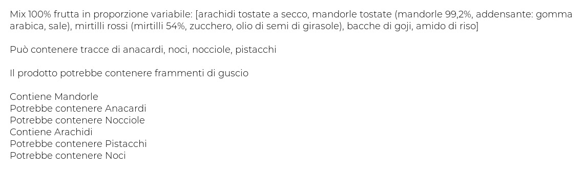 Valfrutta Frutta e Vai! Mix Benessere Mandorle, Arachidi, Mirtilli Rossi, Goji