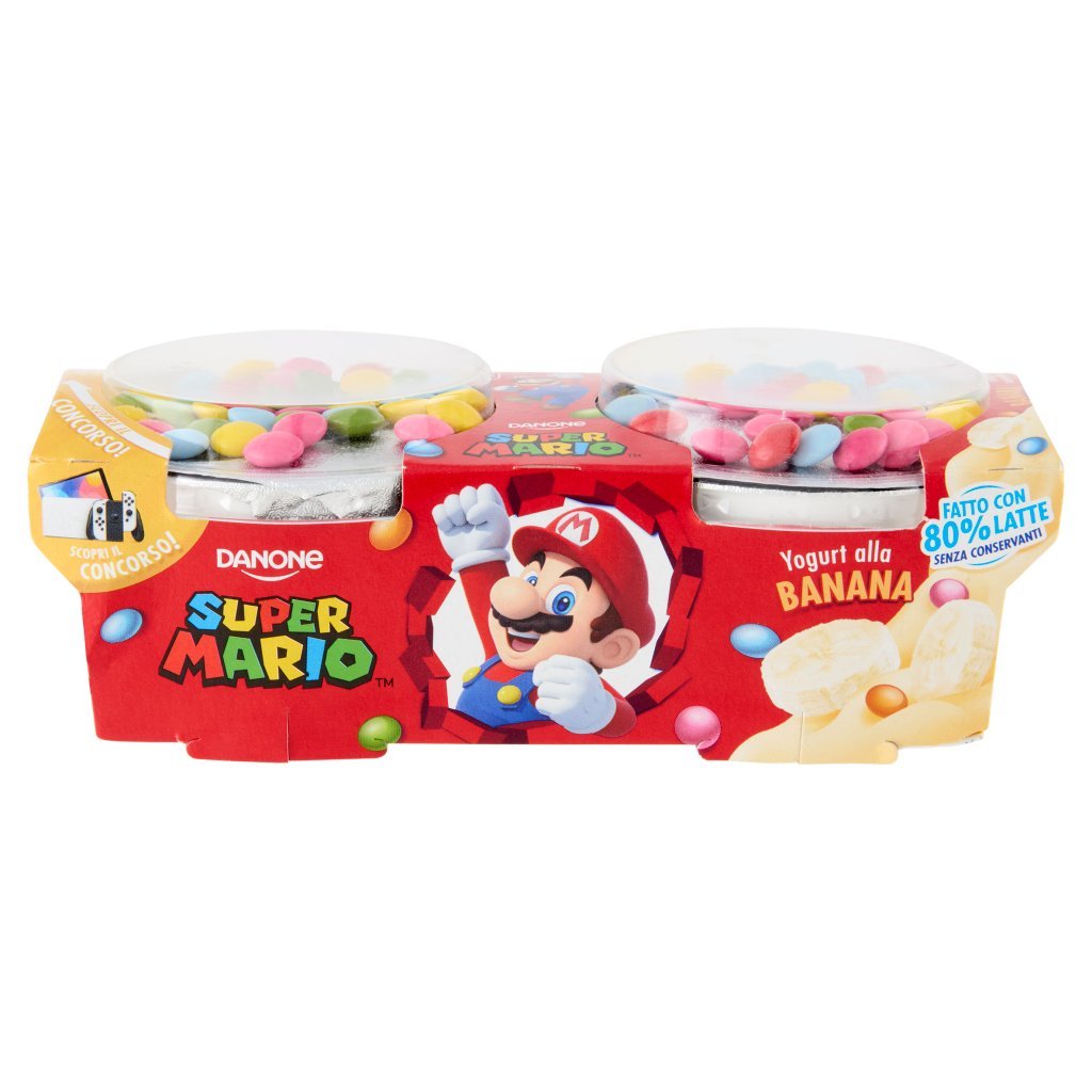 Danone Danone Super Mario, Yogurt Gusto Banana con Confettini, 2x110g