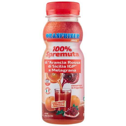 Oranfrizer Juice 100% Spremuta di "arancia Rossa di Sicilia Igp" e Melagrana