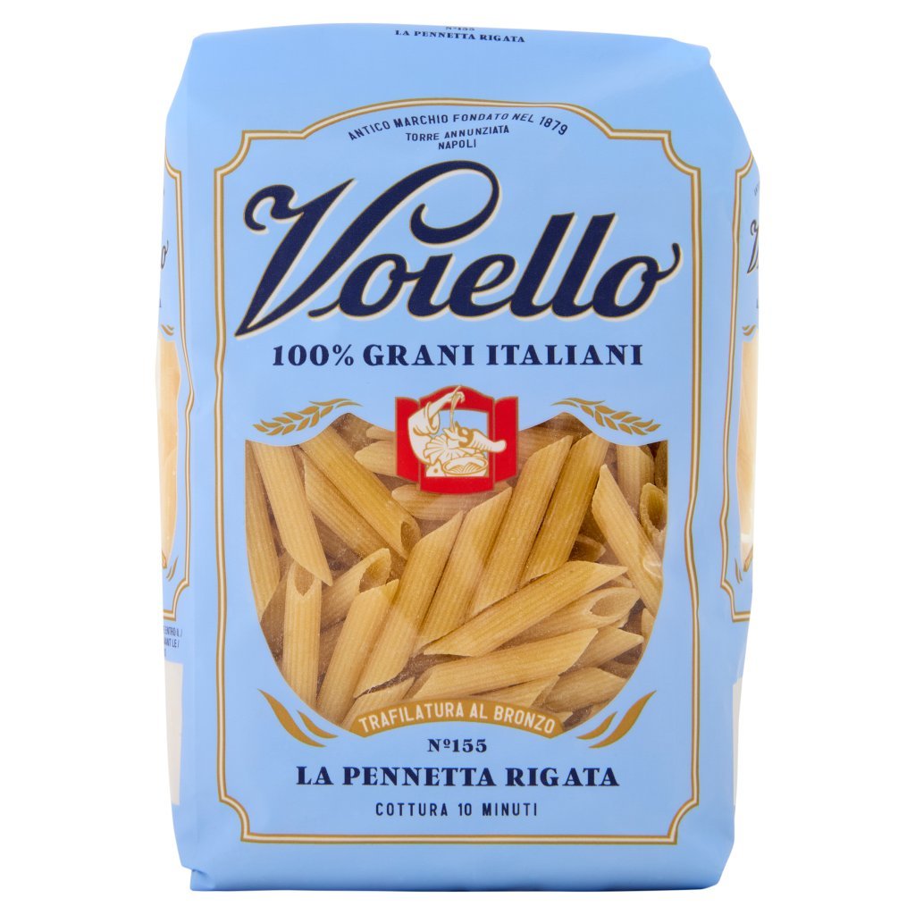 Voiello Pasta la Pennetta Rigata N°155 Grani 100% Italiani Trafilata Bronzo