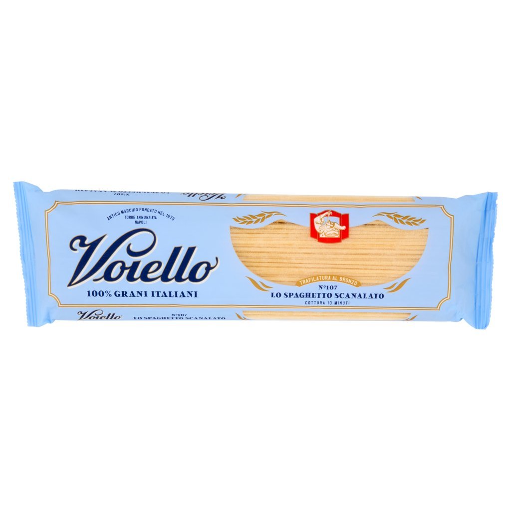 Voiello Pasta lo Spaghetto Scanalato N°107 Grani 100% Italiani Trafilata Bronzo