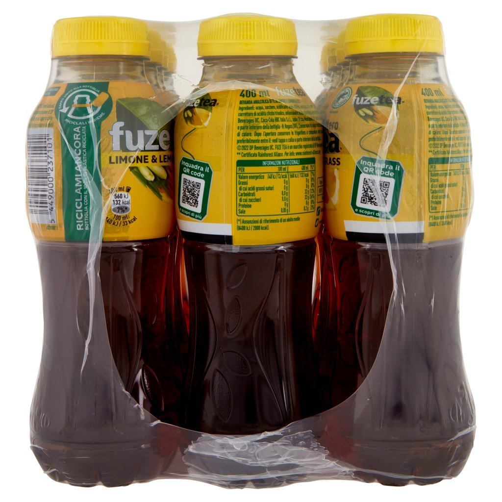 Fuze Tea Fuze Tea, Tè Nero Limone con una Nota di Lemongrass Pet 12 x 400ml