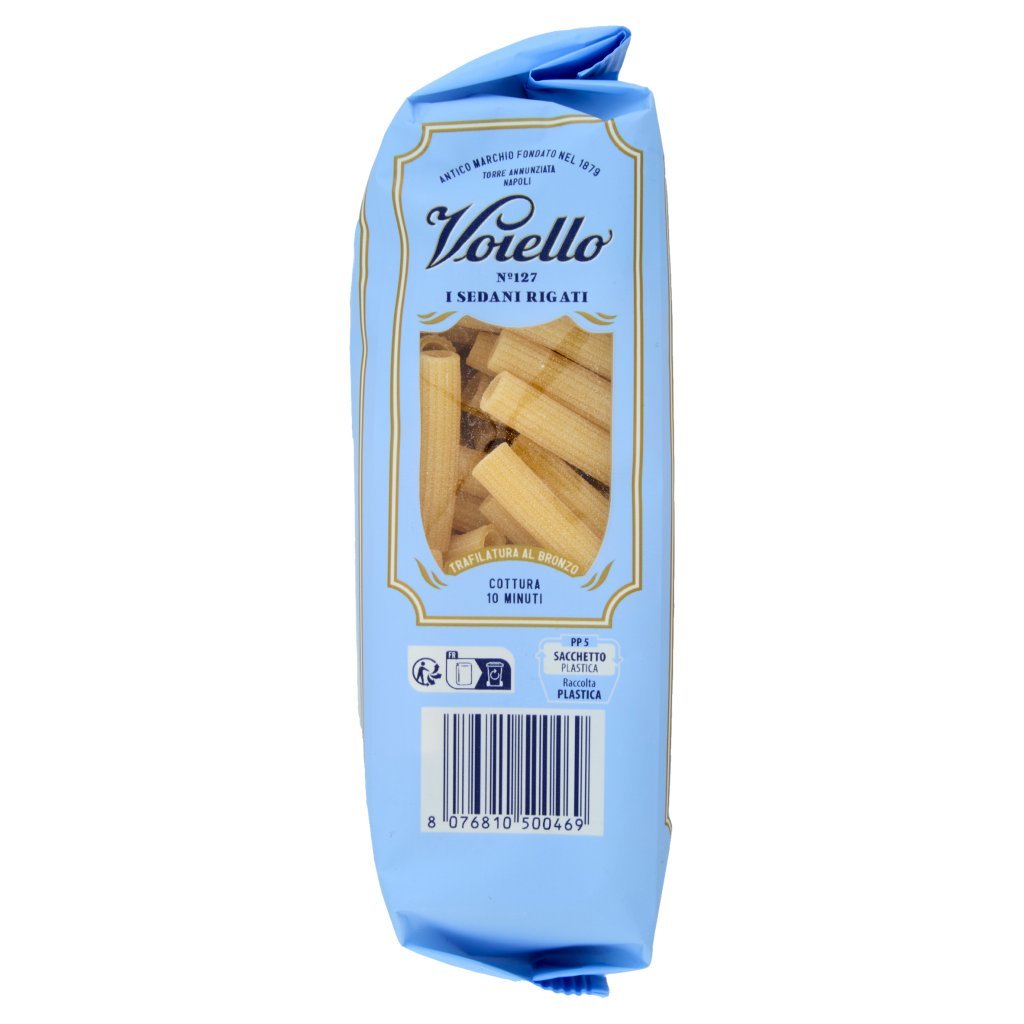 Voiello Pasta i Sedani Rigati N°127 Grani 100% Italiani Trafilata Bronzo