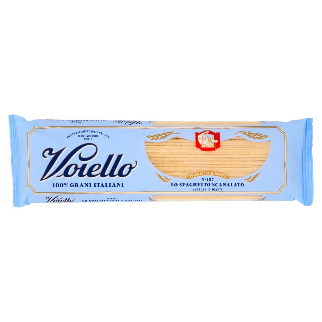 Voiello Pasta lo Spaghetto Scanalato N°107 Grani 100% Italiani Trafilata Bronzo