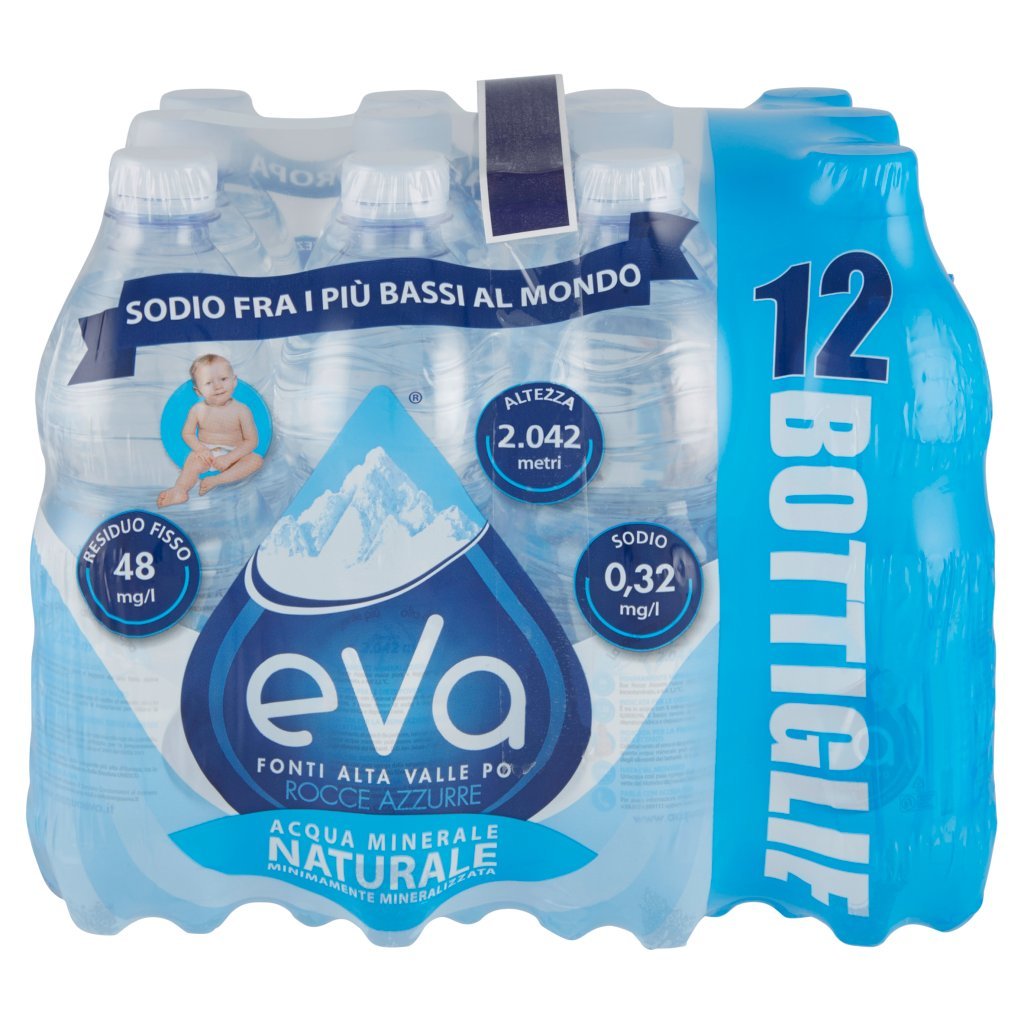 Eva Fonti Alta Valle Po Rocce Azzurre Acqua Minerale Naturale 12 x 0,5 l